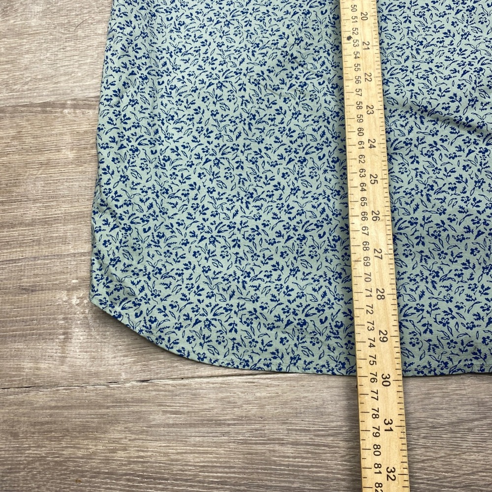 J.Crew Button Down Shirt Mens XL Green Blue Floral Slim Flex Washed Casual - Picture 7 of 8